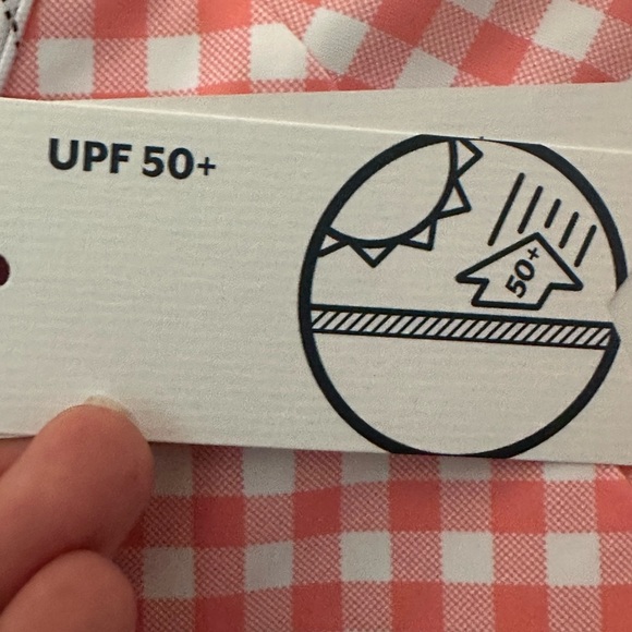 Vineyard Vines Pink & White Gingham Performance Girls Medium Bathing Suit - Picture 5 of 5